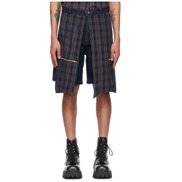Youths in Balaclava Other - YOUTHS IN BALACLAVA Blue Denim Flannel Godstar Shorts